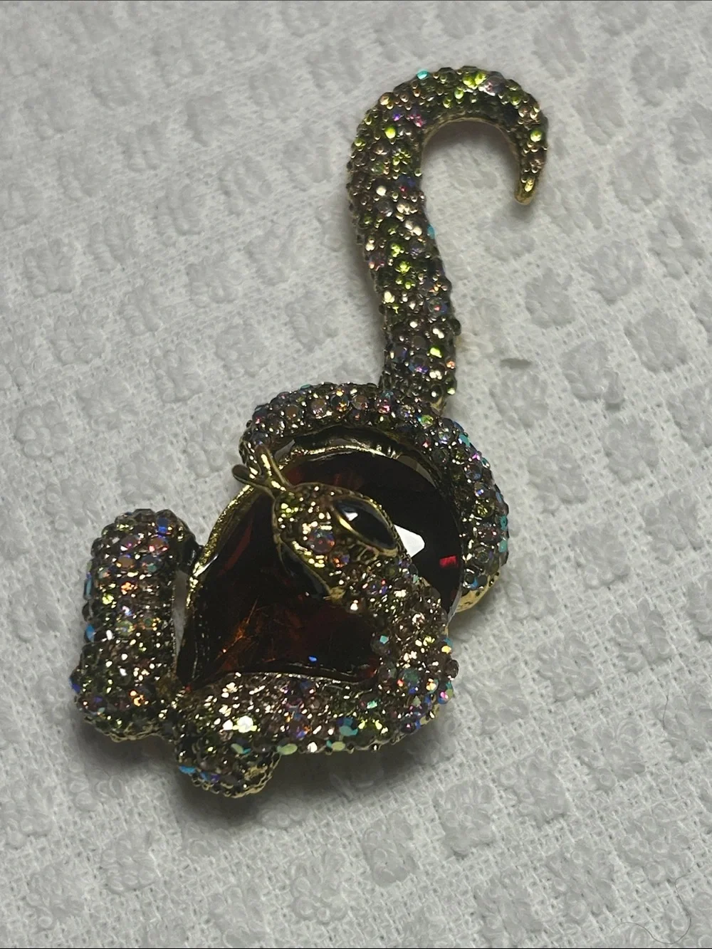 Large Snake 🐍 and Golden Topaz Brooch